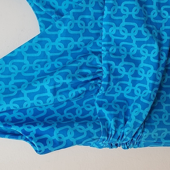 Jude Connally Strechy Penelope Maxi Dress Lattice Blue pattern Sleeveless Sz S - Picture 14 of 16